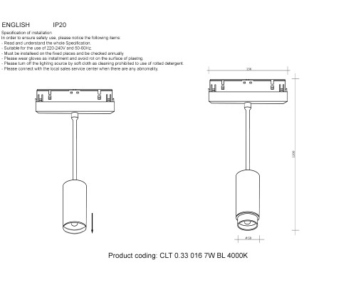 Светильник трековый магнитный Crystal Lux CLT 0.33 016 7W BL 4000K