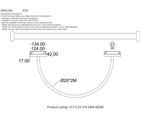 Светильник трековый магнитный Crystal Lux CLT 0.33 018 24W BL 4000K