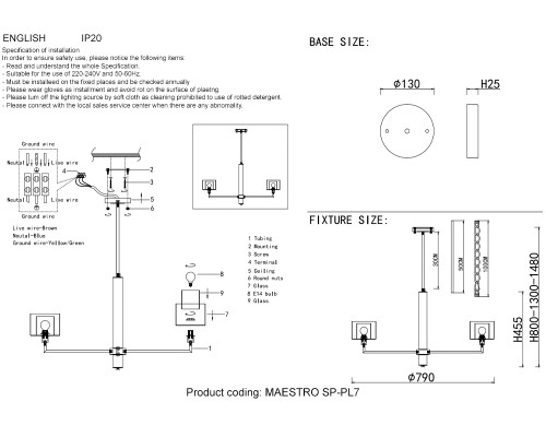 Люстры Crystal Lux MAESTRO SP-PL7 CHROME