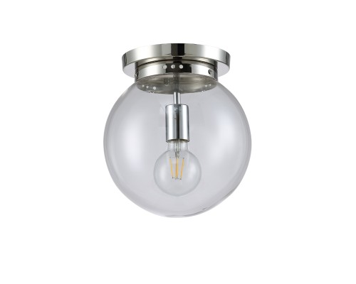 Светильник потолочный Crystal Lux MARIO PL1 D250 NICKEL/TRANSPARENTE E27 1*60W Никель