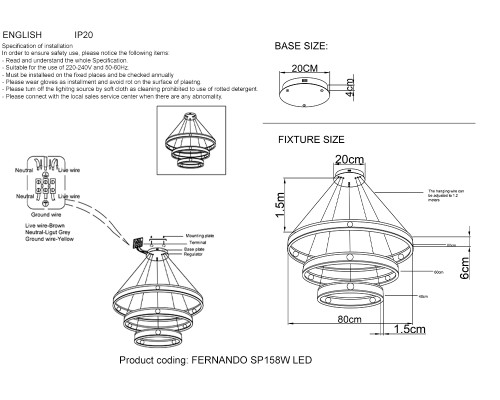 Люстра Crystal Lux FERNANDO SP158W LED COFFEE/BLACK