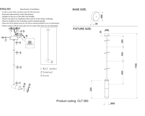 Светильник подвесной Crystal Lux CLT 060C1 BL