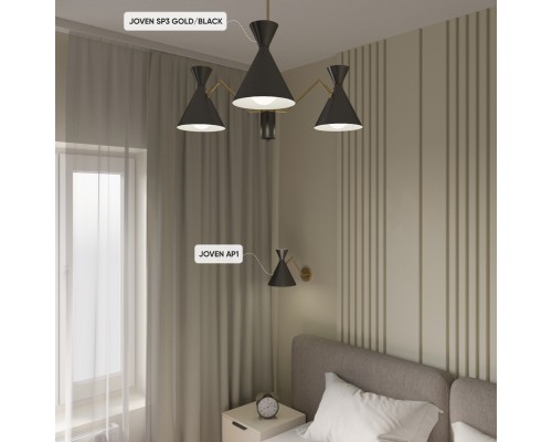 Люстра подвесная Crystal Lux JOVEN SP3 GOLD/BLACK E27 3*60W Золото