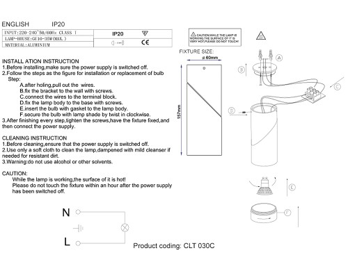 Потолочный светильник Crystal Lux CLT 030C WH белый