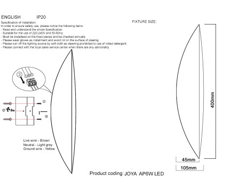 Бра Crystal Lux JOYA AP6W LED WH