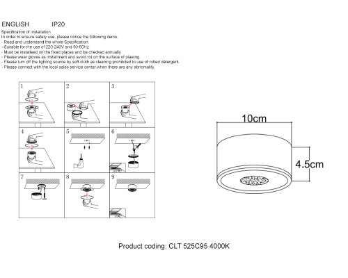 Светильник потолочный Crystal Lux CLT 525C95 WH 4000K