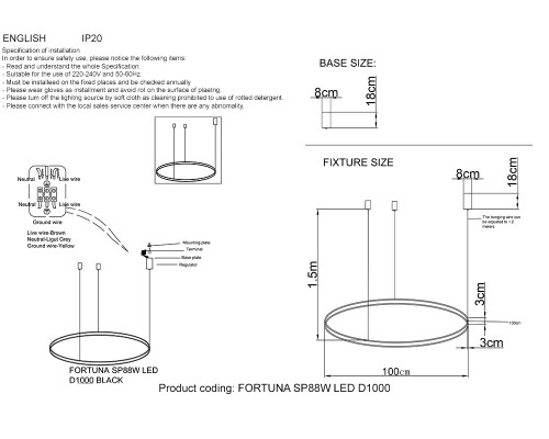 Люстра Crystal Lux FORTUNA SP88W LED D1000 GOLD