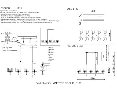 Люстры Crystal Lux MAESTRO SP-PL10 L1100 GOLD