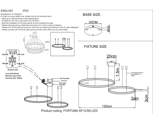 Люстра Crystal Lux FORTUNA SP123W LED BLACK