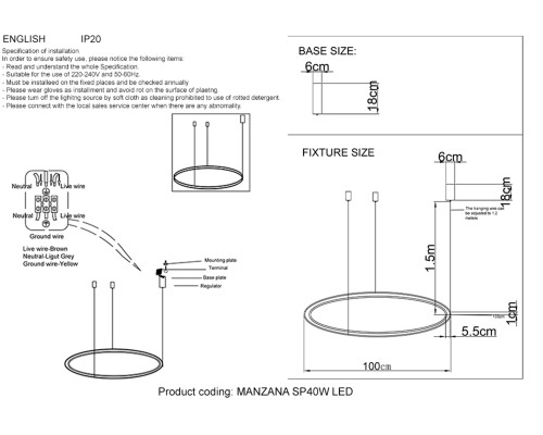 Люстра Crystal Lux MANZANA SP40W LED BLACK