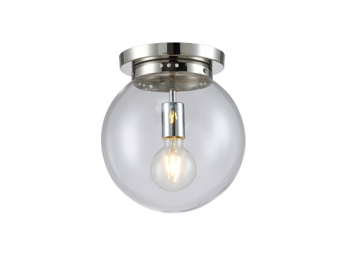 Светильник потолочный Crystal Lux MARIO PL1 D250 NICKEL/TRANSPARENTE E27 1*60W Никель