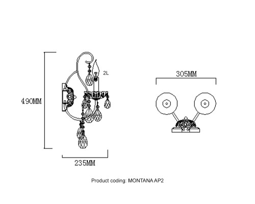 Бра Crystal Lux MONTANA AP2