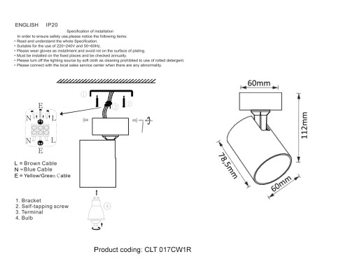 Светильник потолочный Crystal Lux CLT 017CW1R BL GU10 1*50W Черный