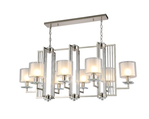 Люстра подвесная Crystal Lux NICOLAS SP8 L1000 NICKEL/WHITE E14 8*60W никель/прозрачный