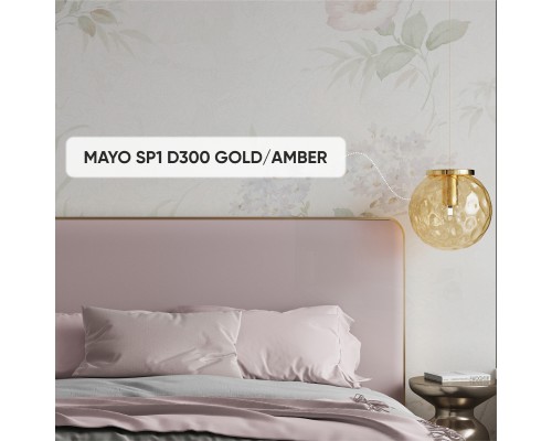 Светильник подвесной Crystal Lux MAYO SP1 D300 GOLD/AMBER E27 1*60W золото