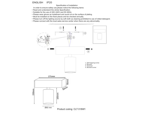 Светильник потолочный Crystal Lux CLT 018W1 BL