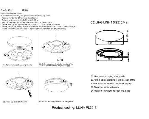 Светильник Crystal Lux LUNA PL35-3