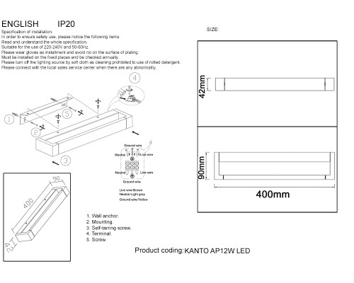 Бра Crystal Lux KANTO AP12W LED WH