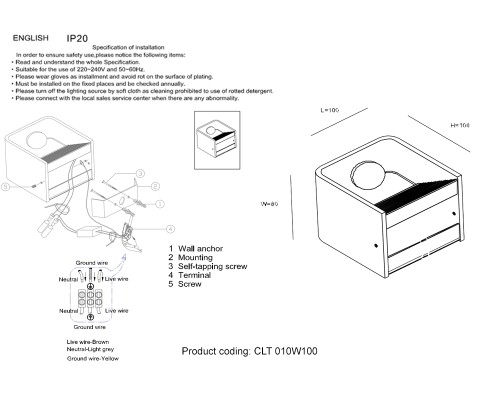 Бра Crystal Lux CLT 010W100 WH