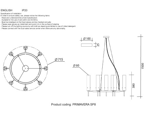 Люстра Crystal Lux PRIMAVERA SP8 GOLD