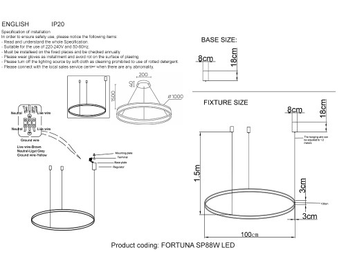 Люстра Crystal Lux FORTUNA SP88W LED BLACK