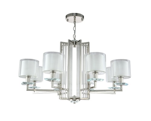 Люстра подвесная Crystal Lux NICOLAS SP-PL8 NICKEL/WHITE E14 8*60W никель/прозрачный