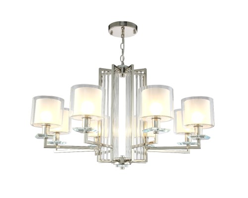 Люстра подвесная Crystal Lux NICOLAS SP-PL8 NICKEL/WHITE E14 8*60W никель/прозрачный