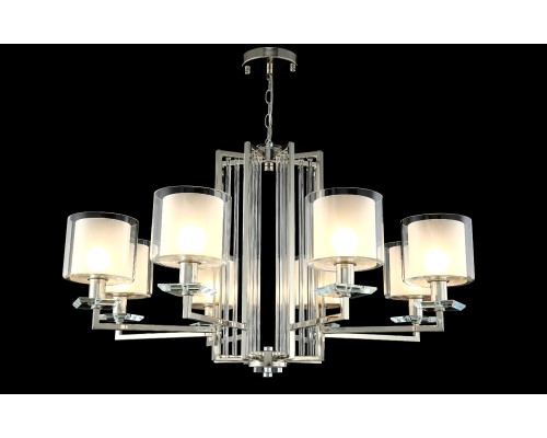 Люстра подвесная Crystal Lux NICOLAS SP-PL8 NICKEL/WHITE E14 8*60W никель/прозрачный