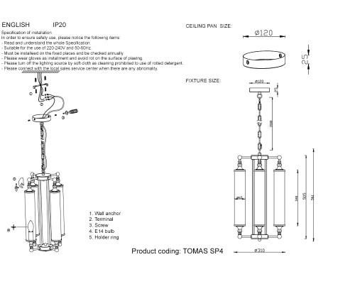 Люстра Crystal Lux TOMAS SP4 BRASS