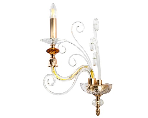 Бра Crystal Lux CATARINA AP1 V2 GOLD/TRANSPARENT-COGNAC