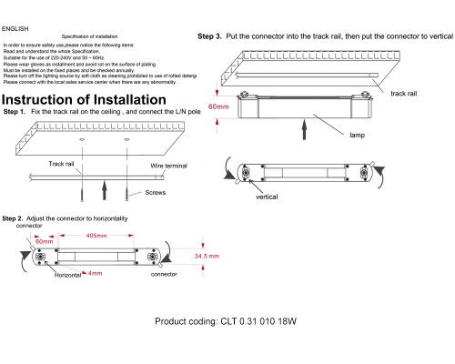 Светильник однофазный Crystal Lux CLT 0.31 010 18W WH M4000K