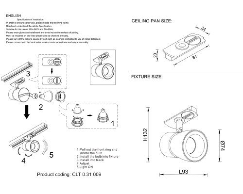 Светильник трековый однофазный Crystal Lux CLT 0.31 009 WH-GO GU10 1*35W Белый/золото