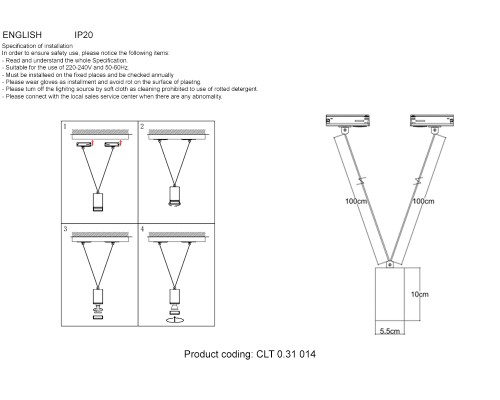 Светильник однофазный Crystal Lux CLT 0.31 014 GO