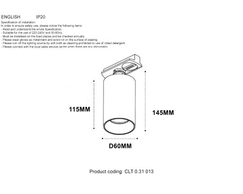 Светильник однофазный Crystal Lux CLT 0.31 013 WH-WH