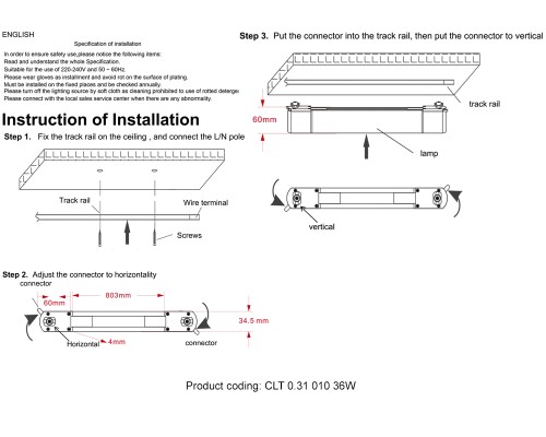 Светильник однофазный Crystal Lux CLT 0.31 010 36W BL T4000K