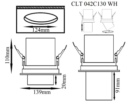 Светильник встроенный Crystal Lux CLT 042C130 WH LED 20W Белый