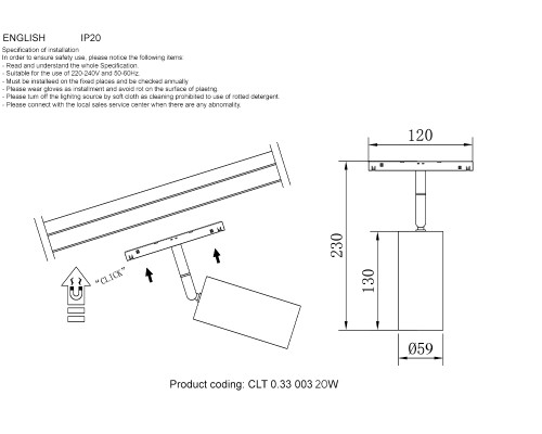 Светильник трековый магнитный Crystal Lux CLT 0.33 003 20W BL TUYA