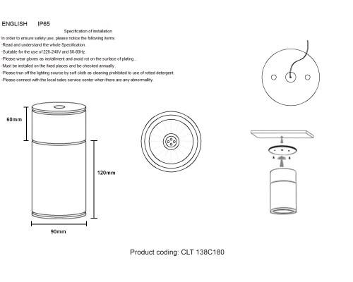 Светильник потолочный Crystal Lux CLT 138C180 WH