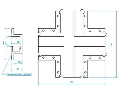 Соединительный элемент (перекрестие 90/90) для гипсового светильника LS-001