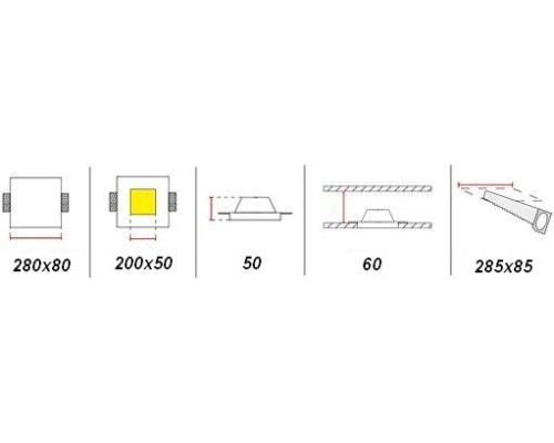 Врезной гипсовый светильник Декоратор ST-007-1 280*80 мм G9