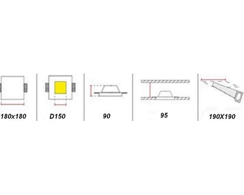 Врезной гипсовый светильник Декоратор VS-001-1 180*180 мм GX53