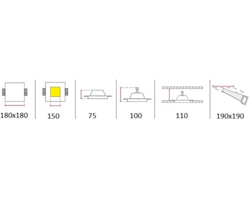 Врезной гипсовый светильник Декоратор VS-018 180*180 мм GU5.3 MR16