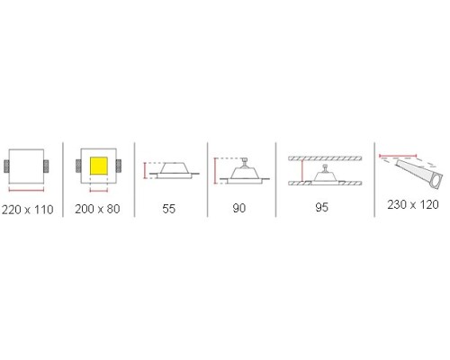 Врезной гипсовый светильник Декоратор VS-020 220*110 мм GU5.3 MR16