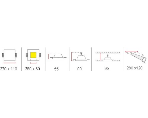 Врезной гипсовый светильник Декоратор VS-021 270*110 мм 2*GU5.3 MR16