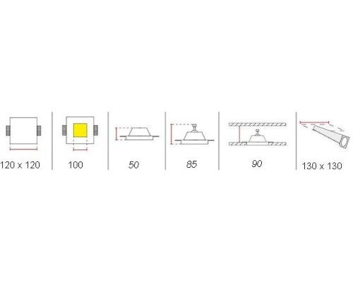 Врезной гипсовый светильник Декоратор VS-023 120*120 мм GU5.3 MR16