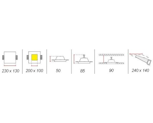 Врезной гипсовый светильник Декоратор VS-024 230*130 мм 2*GU5.3 MR16