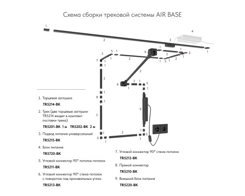 TR5215-BK Подвод питания универсальный (середина/торец), серия Base, 48V DC, IP20, черный, пластик