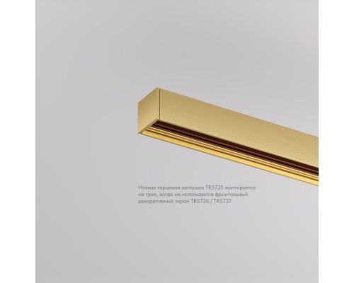 TR5735-SB Торцевая заглушка низкая, для использования без экрана, для трека Shine, серия Base,  комплект 2 шт, сатинированная латунь, алюминий