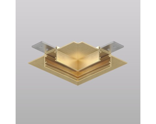 Угловой элемент трека SHINE HIDE для ГКЛ 12,5 мм, 90°, потолок–потолок, сатинированная латунь, алюминий