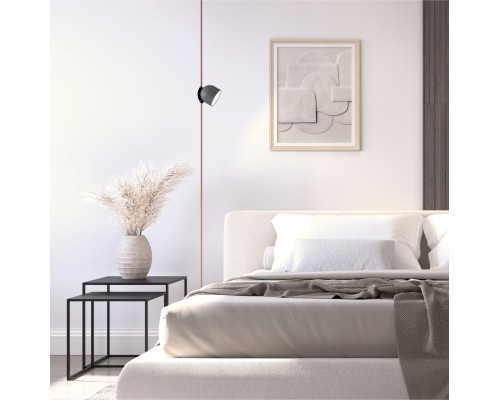 DK5542-BK Поворотный светильник для трека-ремня Belty, серия Spot, со светодиодом, D100*H107мм, 48V DC, 12W, RA90, 120°, 4000K, IP20, черный, алюминий